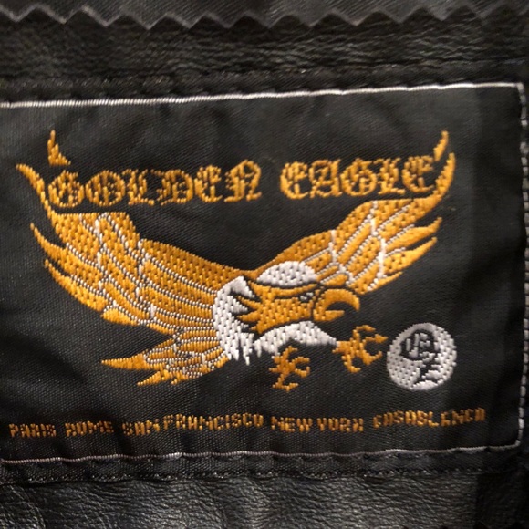 Golden eagle black leather open jacket - Picture 4 of 7